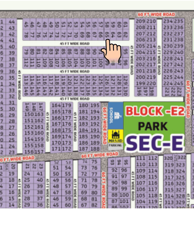 DHA Gujranwala – 1 Kanal Plot Available for Sale - Sector E-2, Plot No. 65