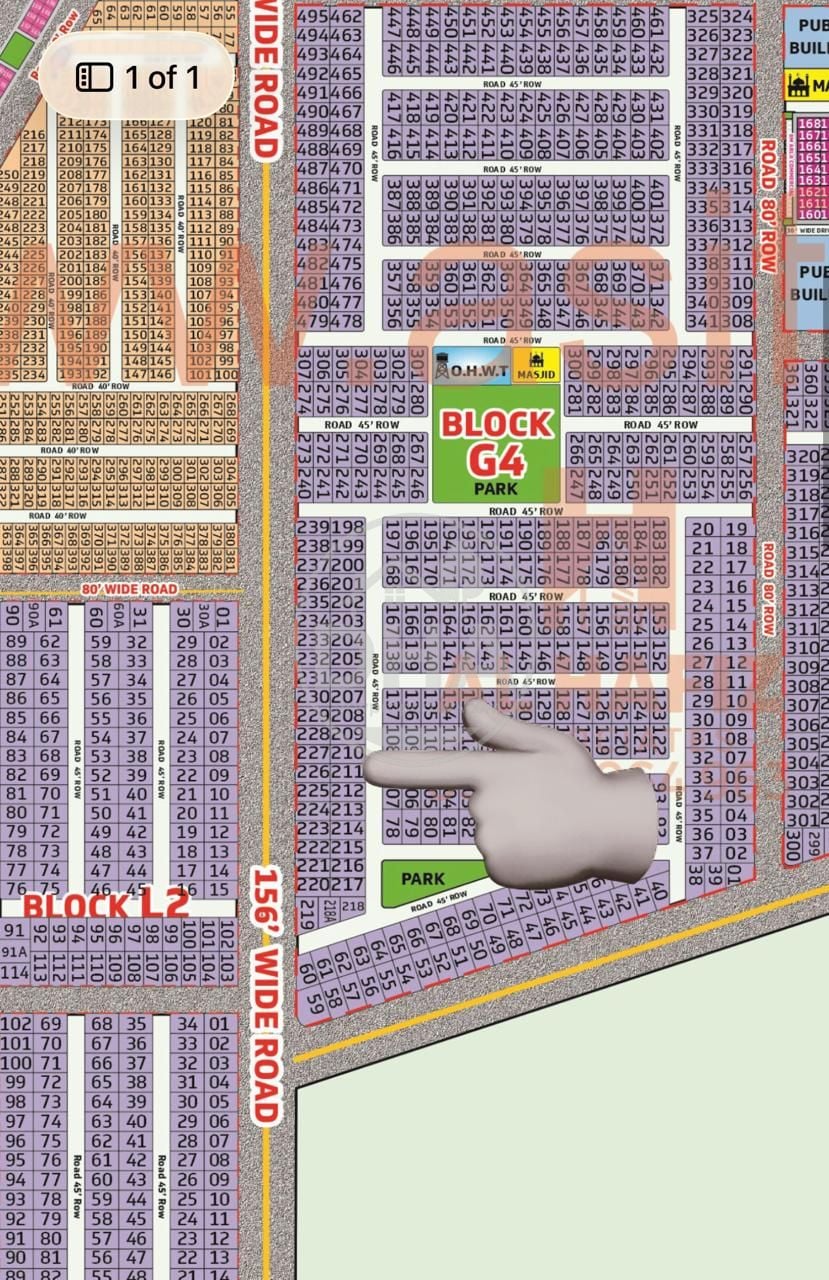 DHA Gujranwala – 1 Kanal Plot Available for Sale - Sector G-4, Plot No. 211 (SBF)